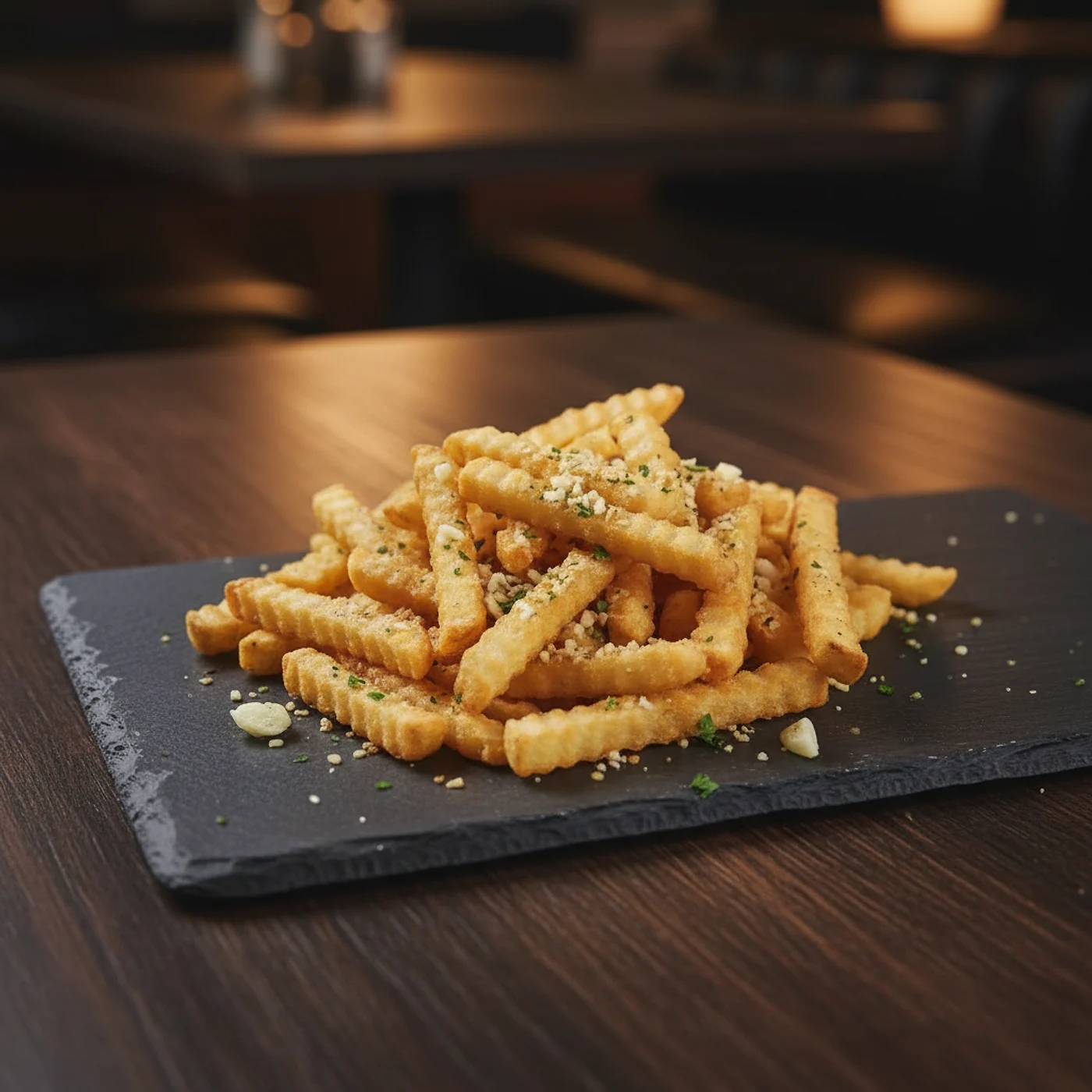Main Event Grill's famous loaded garlic fries